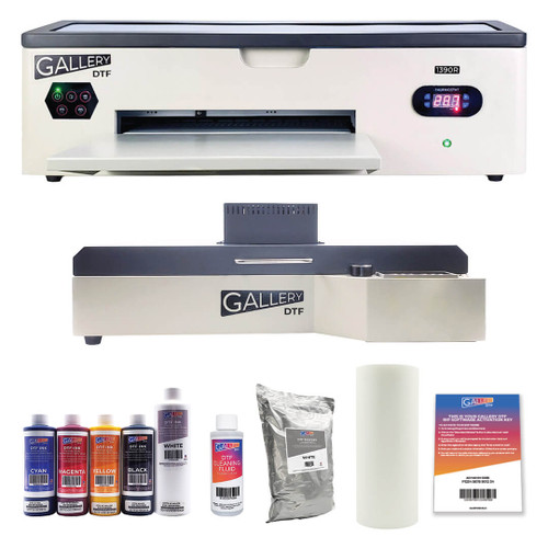 Refurbished Gallery DTF Printer Bundle 1390R With CMYKW Inks, DTF Powder, DTF Film, Software, Curing Oven, & Filter