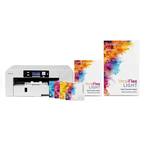 Sawgrass SG1000 VersiFlex Printer With 31ml Install Kit, 8.5in x 11in, And 11in x 17in VersiFlex Light Media Bundle